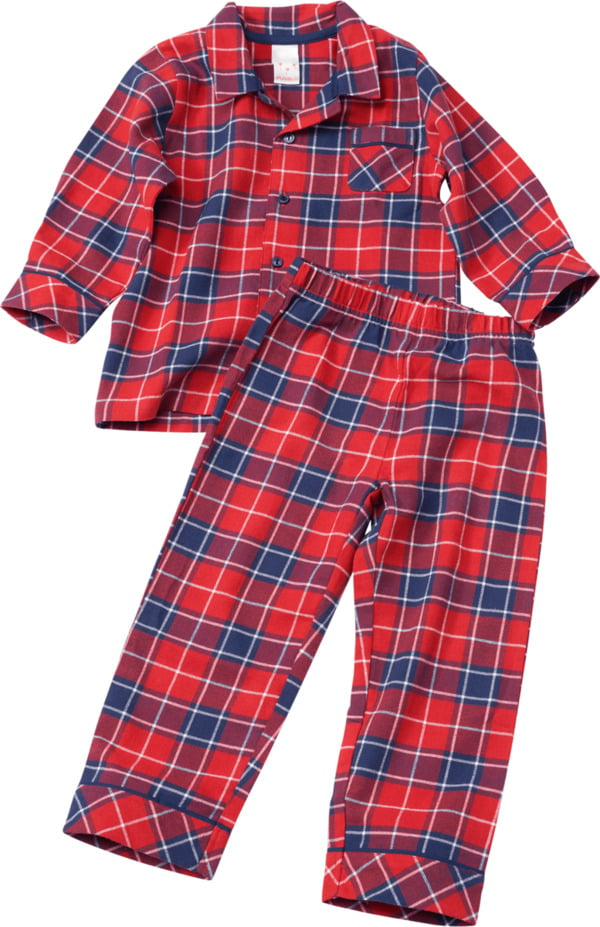 Bild 1 von PUSBLU Kinder Schlafanzug, Gr. 92, in Bio-Baumwolle, rot, blau