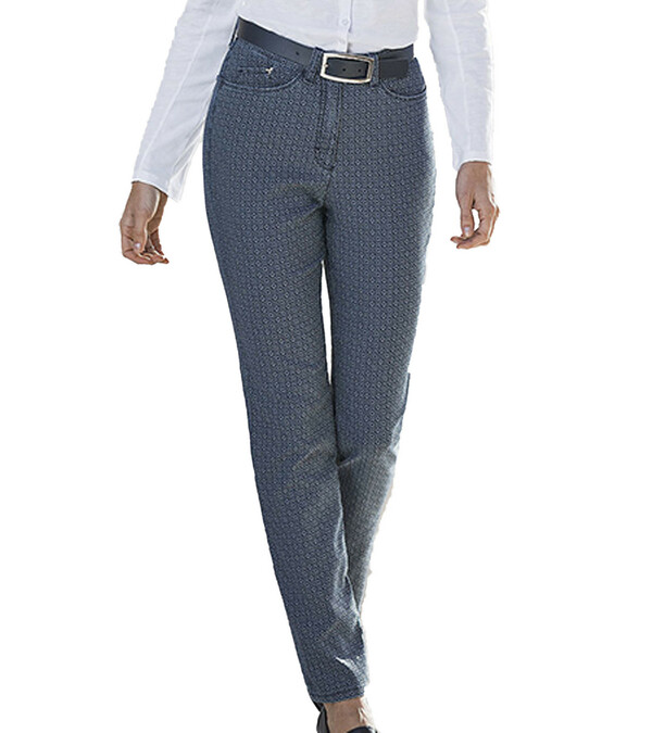 Bild 1 von RAPHAELA by BRAX Jeans stylische Damen 5-Pocket-Jeans im Jacquard-Muster Blau