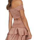 Bild 1 von NA-KD Satin Crop Top schulterfreies Damen Off-Shoulder-Shirt Rosa