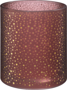 Dekorieren & Einrichten Glaskerzenhalter 10cm dunkelrosa mit goldenen Sternen
