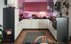 Express Küchen - Einbauküche Win, weiß/kaminrot, inklusive Elektrogeräte