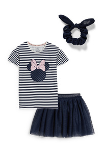 C&A Minnie Maus-Set-Kurzarmshirt, Rock und Scrunchie, Blau, Größe: 92