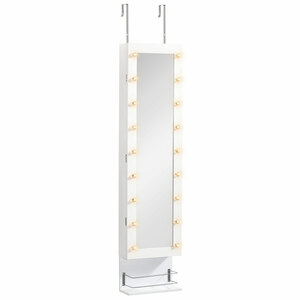 HOMCOM Hängender Schmuckschrank mit LED Spiegelschrank mit Schublade Regal Wandspiegel Türspiegel hö