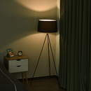 Bild 3 von HOMCOM Stehlampe Tripod Schlafzimmer Standleuchte Stehleuchte 40 W Skandinavisch Stoff + Metall schw