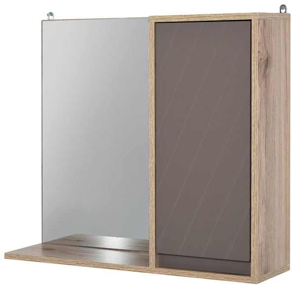 Bild 1 von HOMCOM Spiegelschrank Badschrank Hängeschrank Badmöbel Wandschrank Mehrzweckschrank, Spanplatte+MDF,