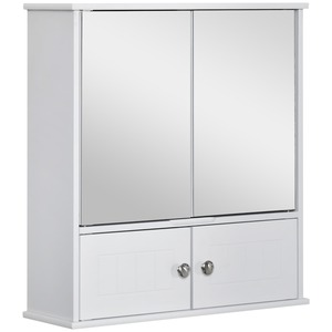 kleankin Spiegelschrank mit Regalfächer weiß 55B x 17,5T x 60H cm   wandschrank badezimmerschrank