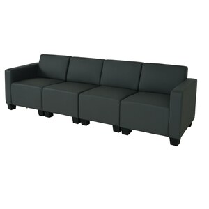 Modular 4-Sitzer Sofa Couch Moncalieri, Kunstleder ~ dunkelgrau