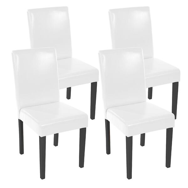 Bild 1 von 4er-Set Esszimmerstuhl Stuhl Küchenstuhl Littau ~ Leder, weiß dunkle Beine