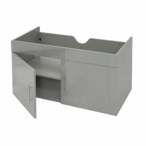 Waschbeckenunterschrank MCW-D16, Waschtischunterschrank Waschtisch Unterschrank Badmöbel, hochglanz 90cm ~ grau