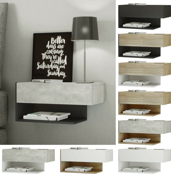 Bild 1 von VCM Holz Wandschublade Nachtschrank Wandboard Schublade Konsole Nachttisch Dormal XL