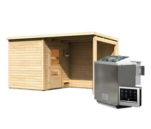 Karibu Saunahaus-Set »Rahlau A«, inkl. 9 kW-Bio-Ofen mit externer Steuerung