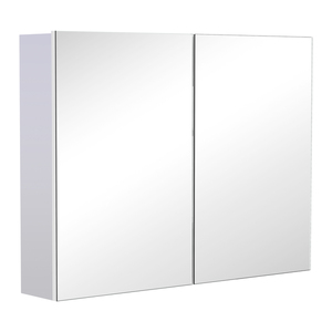 HOMCOM Spiegelschrank Badschrank mit zwei Türen Hängeschrank Badezimmerspiegel Badmöbel Mehrzwecksch