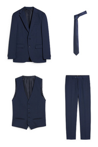 C&A Baukasten-Anzug mit Krawatte-Regular Fit-4 teilig, Blau, Größe: 25