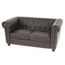 Bild 1 von Luxus 2er Sofa Loungesofa Couch Chesterfield Edinburgh Kunstleder ~ runde Füße, braun