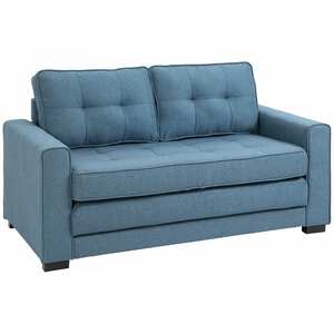 HOMCOM Schlafsofa mit Sitzkissen blau 147,5L x 75B x 85H cm   loveseat  schlafsofa mit klappmatratze  sofa mit schlaffunktion