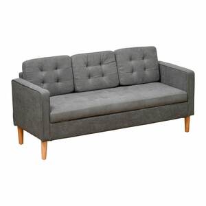 HOMCOM 3-Sitzer-Sofa mit abnehmbaren Kissen grau 166,5 x 62 x 82 cm (BxTxH)   Sitzmöbel Polstersofa Polstermöbel Couch Wohnzimmer