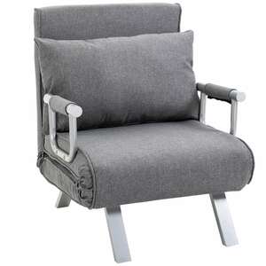 HOMCOM Schlafsofa 3 in 1 Sofa, Sessel oder Liege grau 65L x 69B x 80H cm   Sessel Sofa für Arbeits- und Schlafzimmer Sofa Klappbett Liege