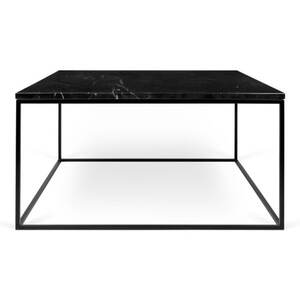Couchtisch GLEMA 75 x 75 cm schwarz - Gestell Metall schwarz - Tischplatte Marmor schwarz - Länge 75 cm - Breite 75 cm - Höhe 40 cm