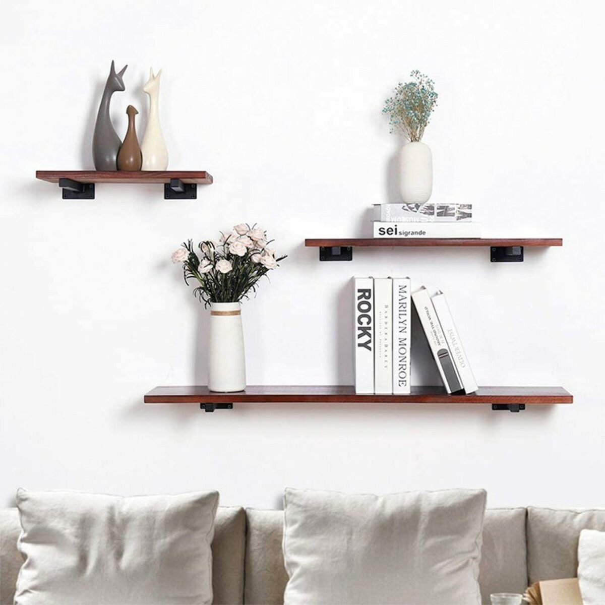 Bild 2 von BEARSU Bücherregal »Regalhalterung 25cm, Industrie Halterung Wandregal Unsichtbare Befestigung Vintage Halterungen Wandhalterung DIY Metallhalterung Schwarz mit Schrauben (2 Stück)«, 2-tlg.