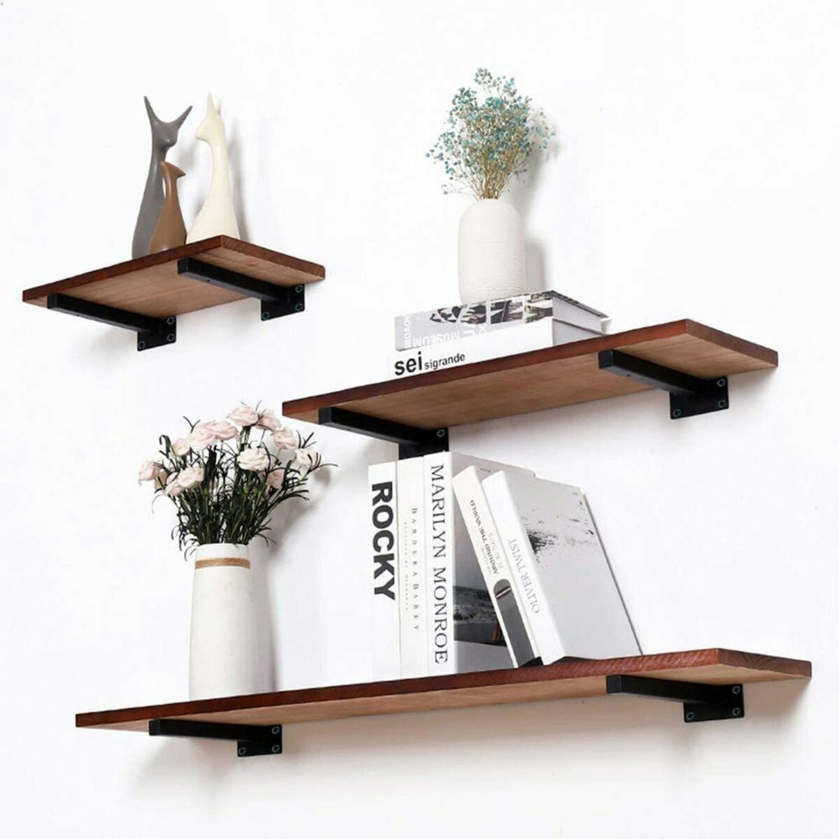 Bild 3 von BEARSU Bücherregal »Regalhalterung 25cm, Industrie Halterung Wandregal Unsichtbare Befestigung Vintage Halterungen Wandhalterung DIY Metallhalterung Schwarz mit Schrauben (2 Stück)«, 2-tlg.