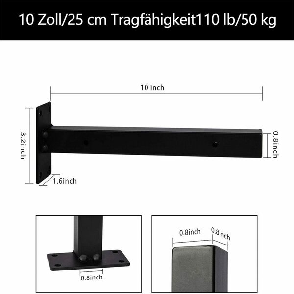 Bild 4 von BEARSU Bücherregal »Regalhalterung 25cm, Industrie Halterung Wandregal Unsichtbare Befestigung Vintage Halterungen Wandhalterung DIY Metallhalterung Schwarz mit Schrauben (2 Stück)«, 2-tlg.