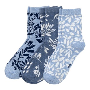 Damen-Socken mit Blumenmuster, 3er-Pack