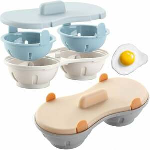 Mikrowellen-Eierkocher, 2 Stück Mikrowellen-Ei-Wilderer, 2 Eier, pochierte Eier, Eierdampfer, Küchenhelfer, spülmaschinenfest, BPA-frei (2