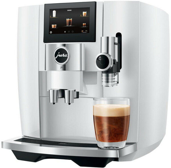 Bild 1 von JURA J8 Piano White (EA) Kaffeevollautomat (OneTouch, Weiß, Touchscreen-Farbdisplay, 1,9 l Wassertank, Milchbehälter/Milchdüse, Professional Aroma Grinder, App-Steuerung)