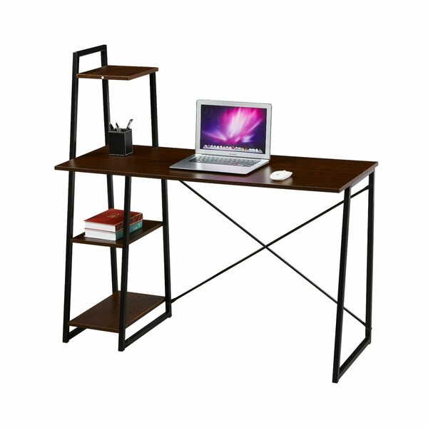 Bild 1 von SVITA Schreibtisch »COMBO1« (1-St), Nussbaum-Optik, Computertisch, Bürotisch, Arbeitstisch, viele Ablageflächen, Metallgestell, Dunkelbraun