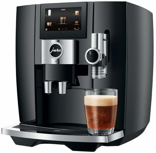 Bild 1 von JURA J8 Piano Black (EA) Kaffeevollautomat (OneTouch, Schwarz, Touchscreen-Farbdisplay, 1,9 l Wassertank, Milchbehälter/Milchdüse, Professional Aroma Grinder, App-Steuerung)