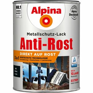 Alpina Metallschutz-Lack Anti-Rost Schwarz matt 2,5 l