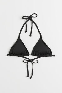 H&M Wattiertes Triangel-Bikinitop Schwarz, Bikini-Oberteil in Größe 34. Farbe: Black