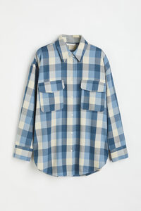 H&M Oversized Twill-Overshirt Blau/Kariert, Freizeithemden in Größe L. Farbe: Blue/checked
