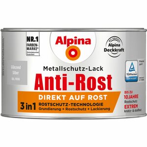 Alpina Metallschutz-Lack Anti-Rost Silber glänzend 300 ml