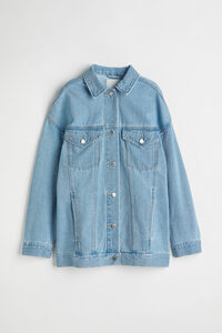 H&M Oversized Jeansjacke Hellblau, Jacken in Größe XS. Farbe: Light denim blue