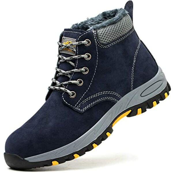 Bild 1 von SROTER Damen Herren Arbeitsschuhe Stahlkappe Wasserdicht Gefüttert Sicherheitsschuhe Schneestiefel Trekking Wanderschuhe Winterschuhe Stiefel Trekking Schuhe,02 Blau,44 EU