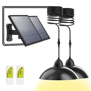 Dopwii Solarlampen für Außen-[2 Stück] Solar Hängelampe-Fernbedienung-IP65 wasserdicht-5 m Kabel - 180 ° Einstellbares Solarpanel für Garten, Haus, Terrassen(2 Modi und 3 helle Farben)