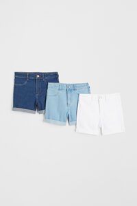 H&M 3er-Pack Jeansshorts Dunkelblau/Weiß in Größe 152. Farbe: Dark denim blue/white