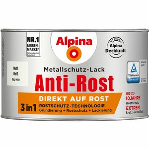 Alpina Metallschutz-Lack Anti-Rost Weiß matt 300 ml
