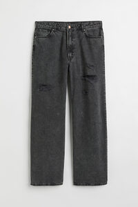 H&M+ Wide High Jeans Dunkelgrau, Straight in Größe L. Farbe: Dark grey