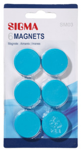 SIGMA Magnet,  Ø 32 mm, hellblau, 6 Stück