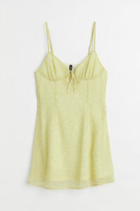 H&M Chiffonkleid mit Cut-out Gelb/Klein geblümt, Party kleider in Größe 40. Farbe: Yellow/small flowers