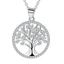 Bild 1 von J.MUEN Lebensbaum Kette Damen 925 Sterling Silber Anhänger mit Halskette 45+5cm, Schmuck Geschenke für Frauen (Silber-2)