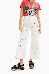 Culotte-Jeans Cropped Micky Maus