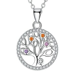 J.MUEN Lebensbaum Kette Damen 925 Sterling Silber Anhänger mit Halskette 45+5cm, Schmuck Geschenke für Frauen (Silber-1)