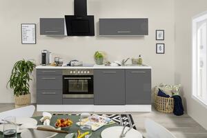 Küchenzeile mit Geräten 220 cm Grau/Weiß
