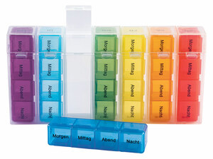 Medikamentendosierer mehrfarbig, mit 7 Boxen