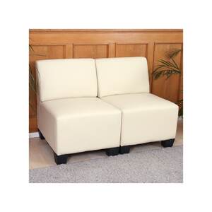 Modular 2-Sitzer Sofa Couch Moncalieri, Kunstleder ~ creme, ohne Armlehnen