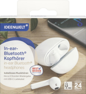 IDEENWELT Best Basics In-ear Bluetooth® Kopfhörer weiß