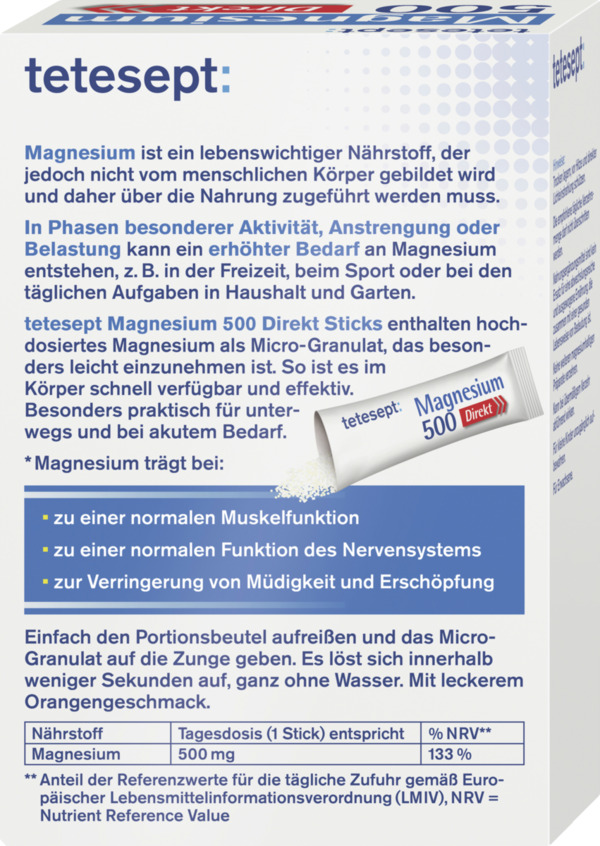 Bild 2 von tetesept Magnesium 500 Direkt-Sticks